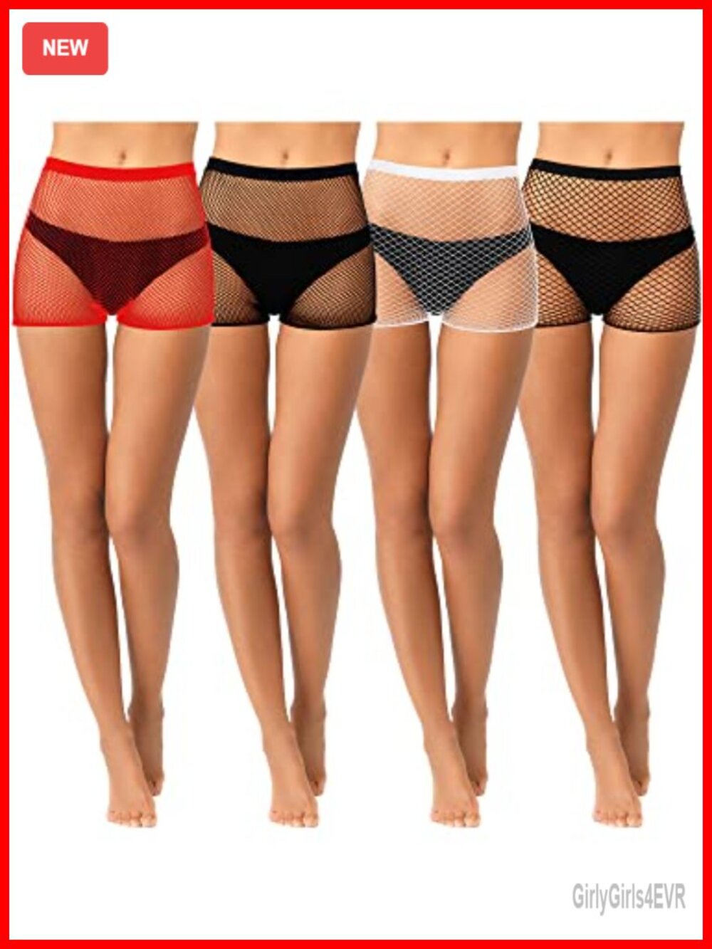 Fishnet Mesh Biker Shorts Women Nylon Pull On Shorts